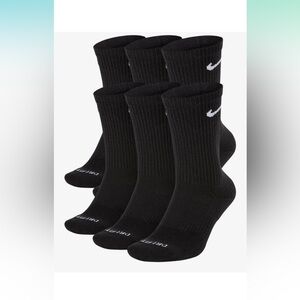 Nike Everyday Plus Cotton Cushioned‎ Crew Socks (6 Pair) (Black, Large)